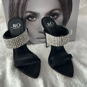 JLO black with silver rhinestones sexy sandals